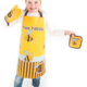 Keukenset kids Bees - koksmuts, ovenwant, keukenschort, pannenlap