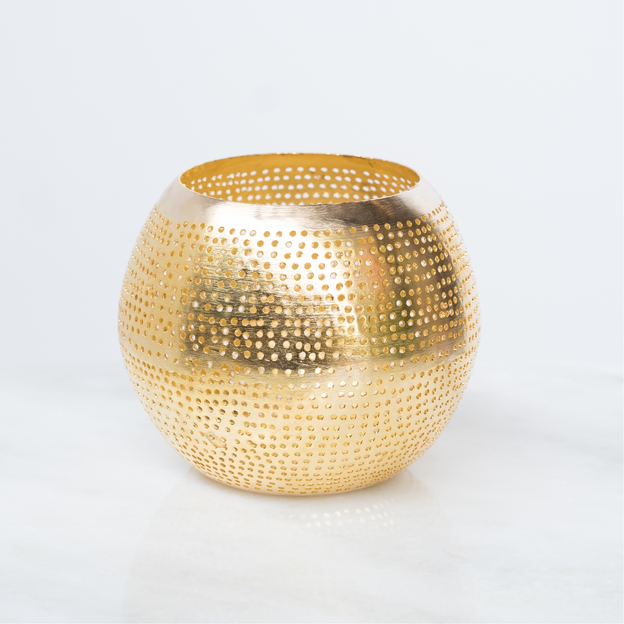 Theelichthouder Zenza rond gold ∅12 x 10cm