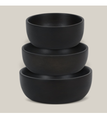 Bowl mango wood black (set/3stuks)