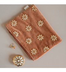 Velvet pouch 'Dasies' terra