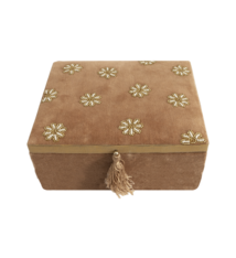 Velvet opbergbox “Daisies“ terra