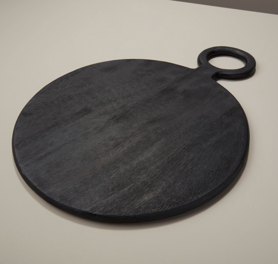 Serveerplank Brushed Black Mango Wood (round 36x49,5x1,5cm)