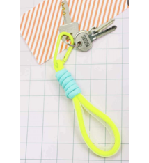 Sleutelhanger neon geel/lichtblauw