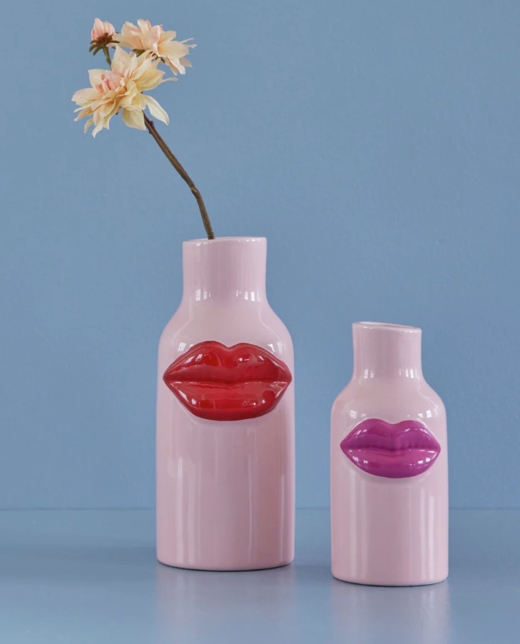 Vaas met roze lippen (h 20cm)