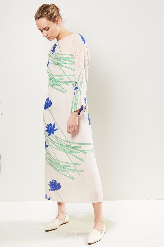  - Lily floral print silk dress Ivory.