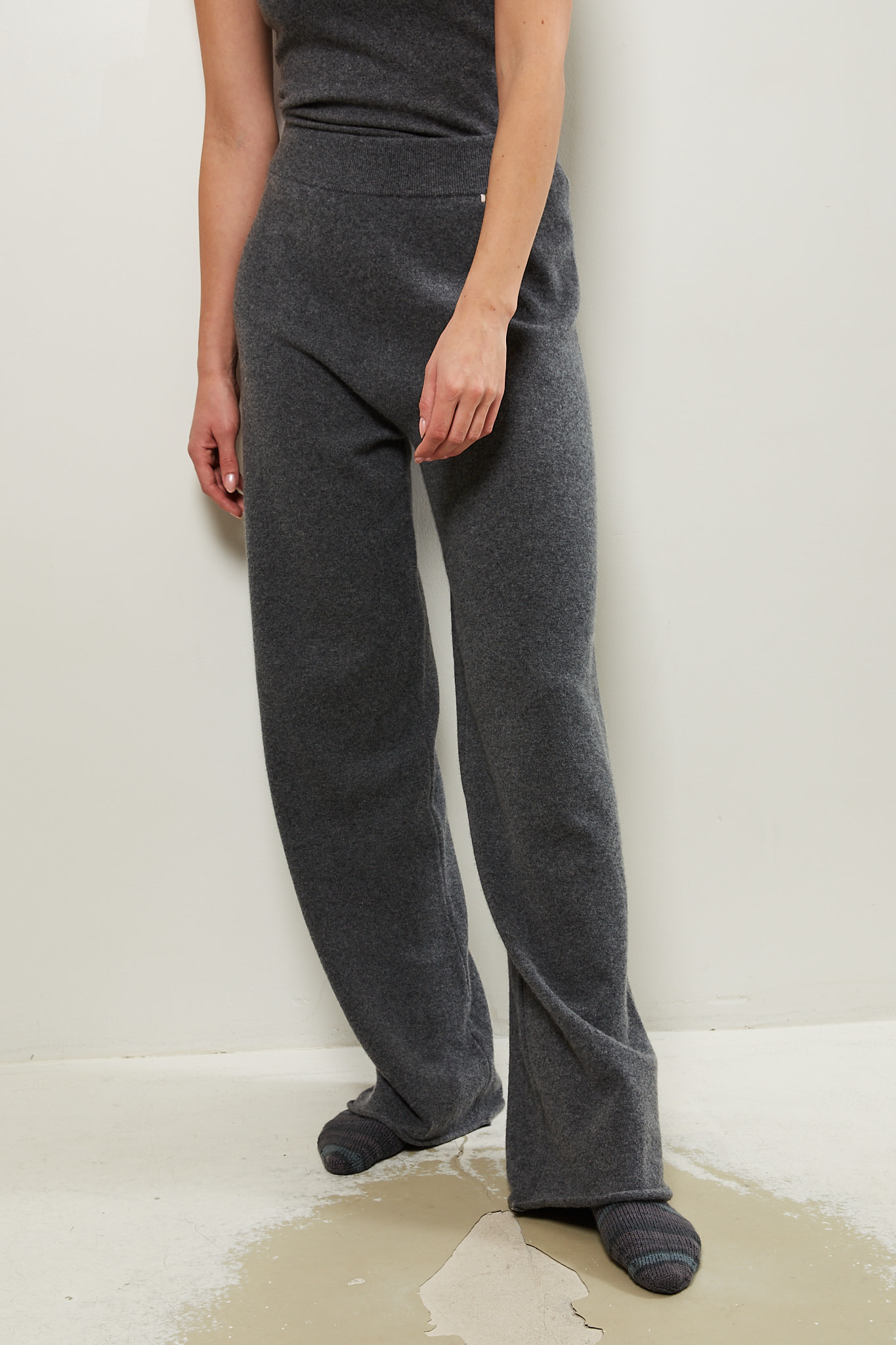 Wide cashmere trousers - Grey marl - Ladies | H&M