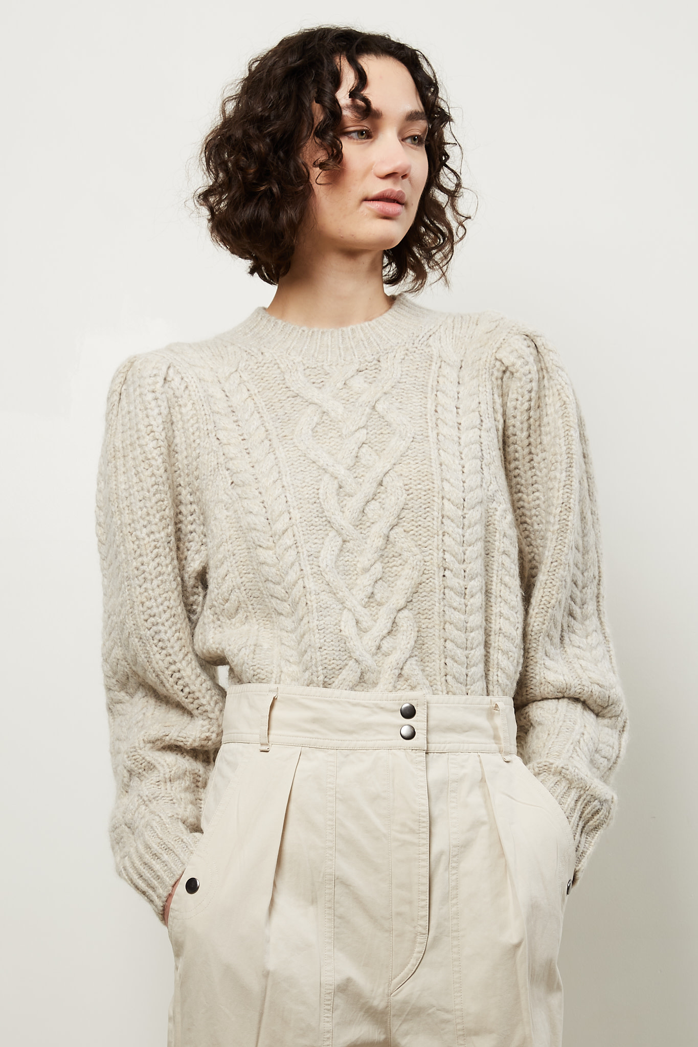 sweater dress with puff sleeves