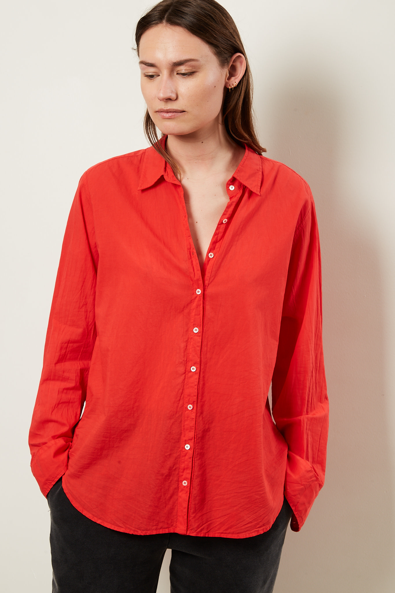 Xirena - Beau cotton poplin shirt red torch