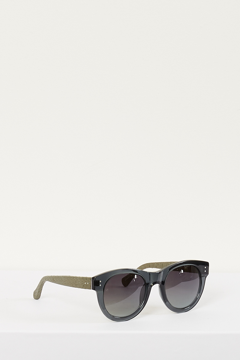  - gold / horn acetate frame green lens sunglasses