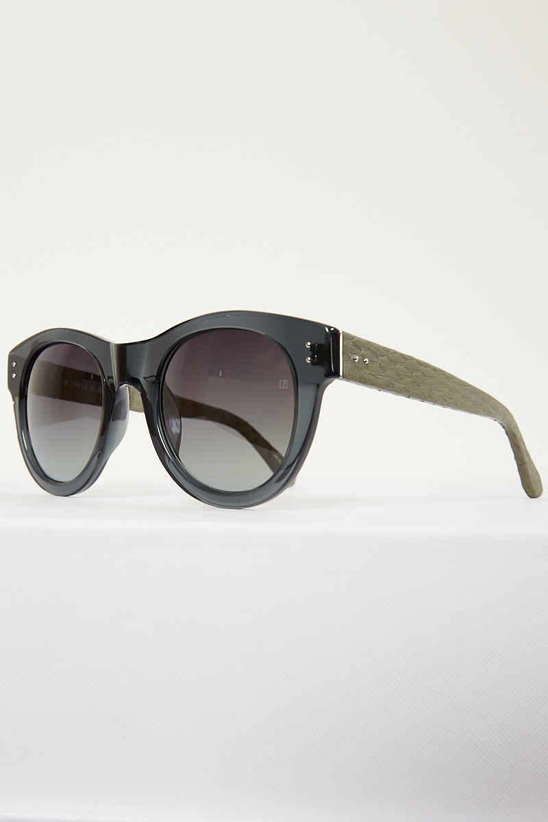  - gold / horn acetate frame green lens sunglasses