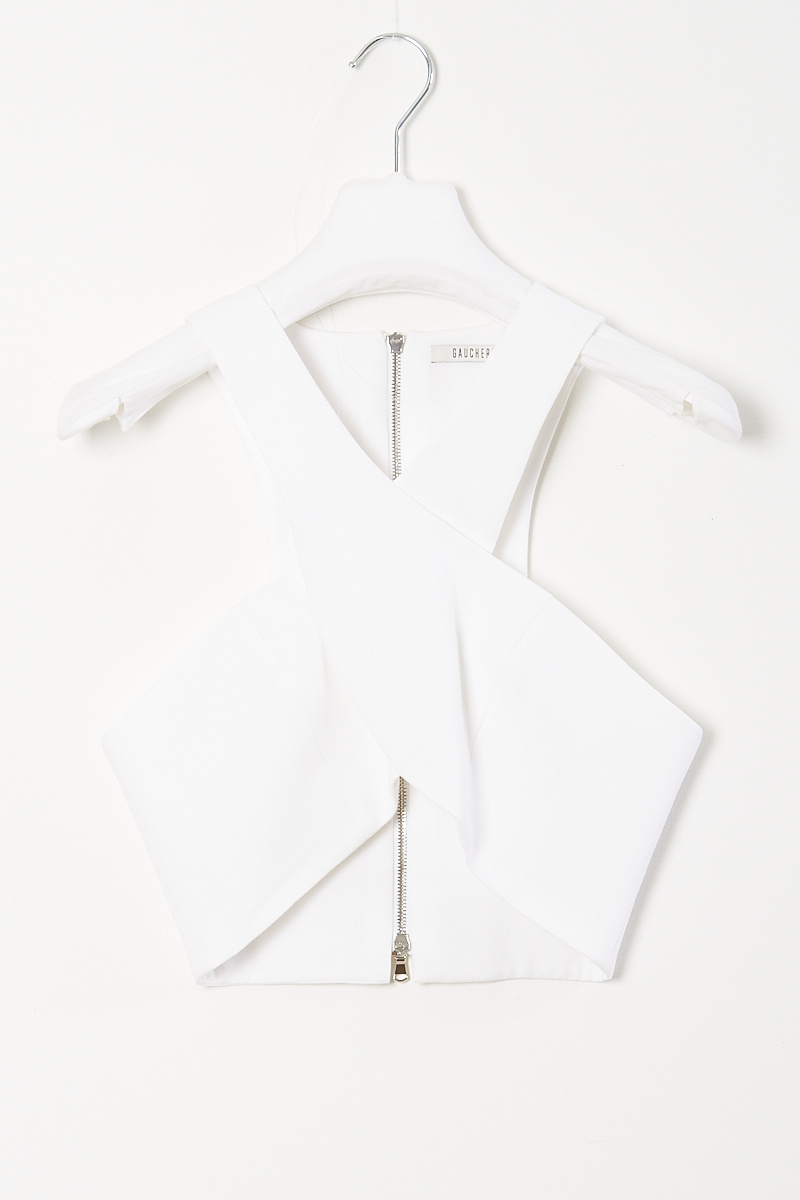  - Crossed front linen cotton  top