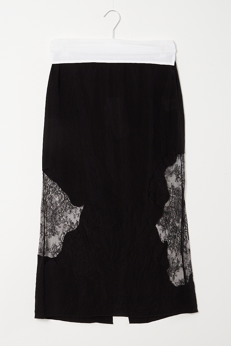 Gauchere - Lace intarsia silk skirt