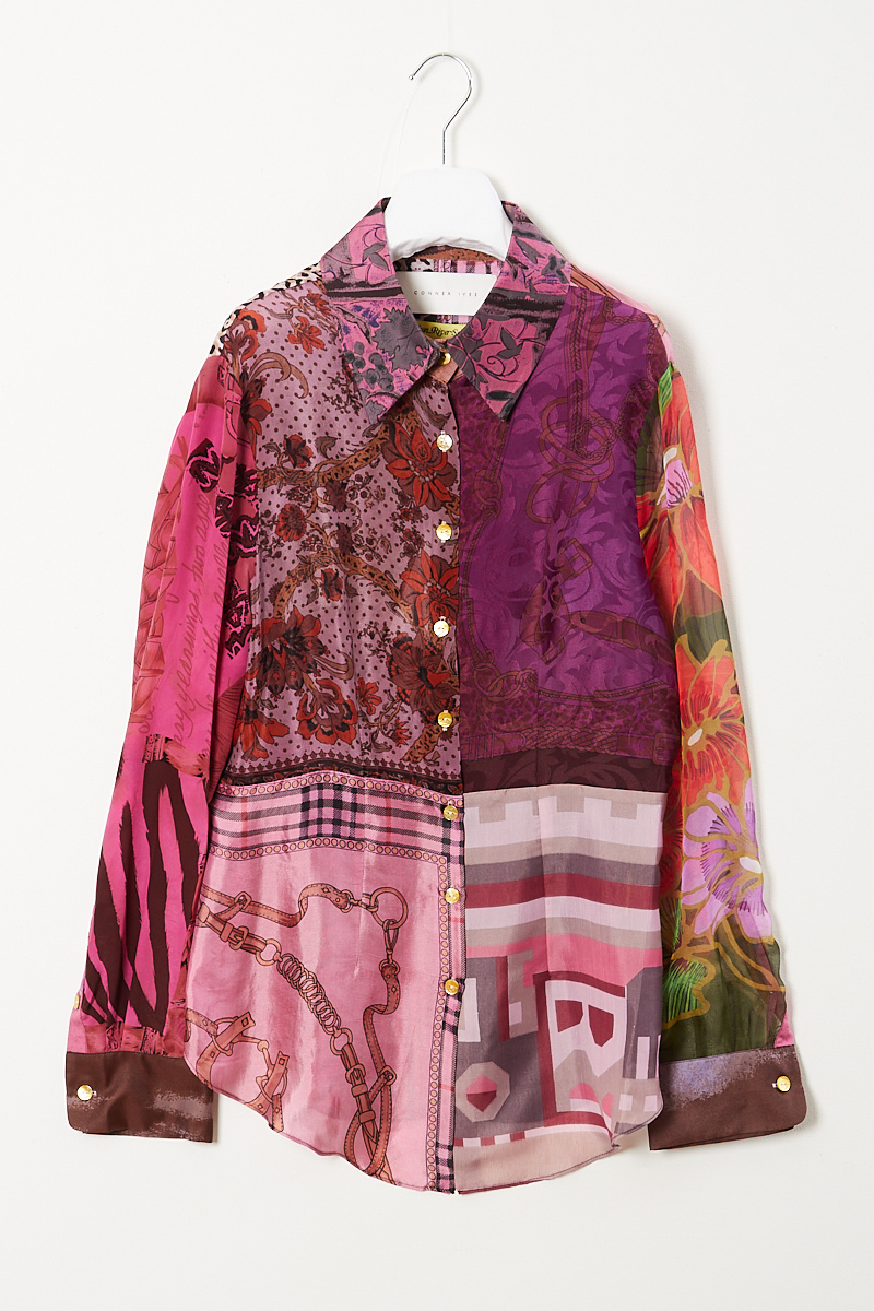 - Fitted scarf shirt pink purple large
