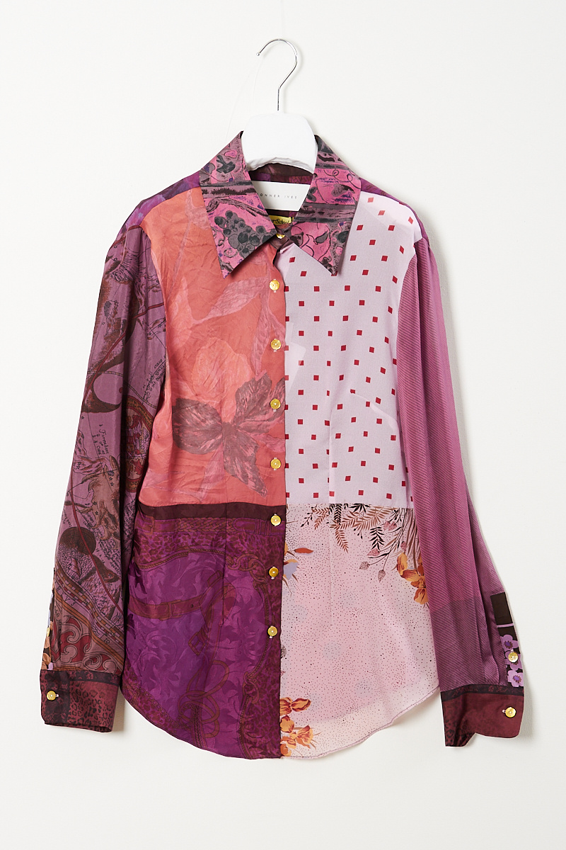  - Fitted scarf shirt pink purple medium