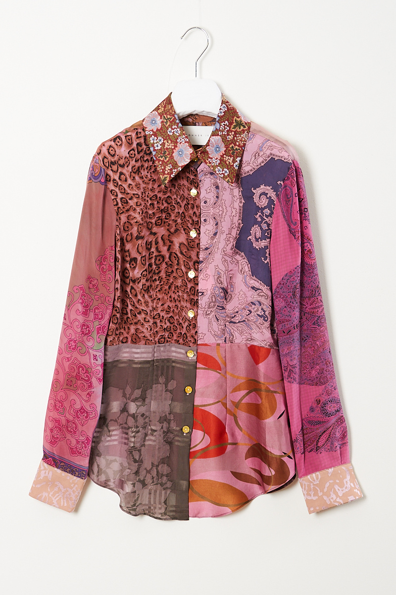  - Fitted scarf shirt pink purple small