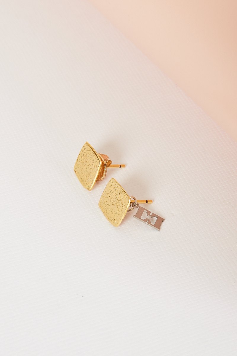 Tweek - Left square 24k earrings