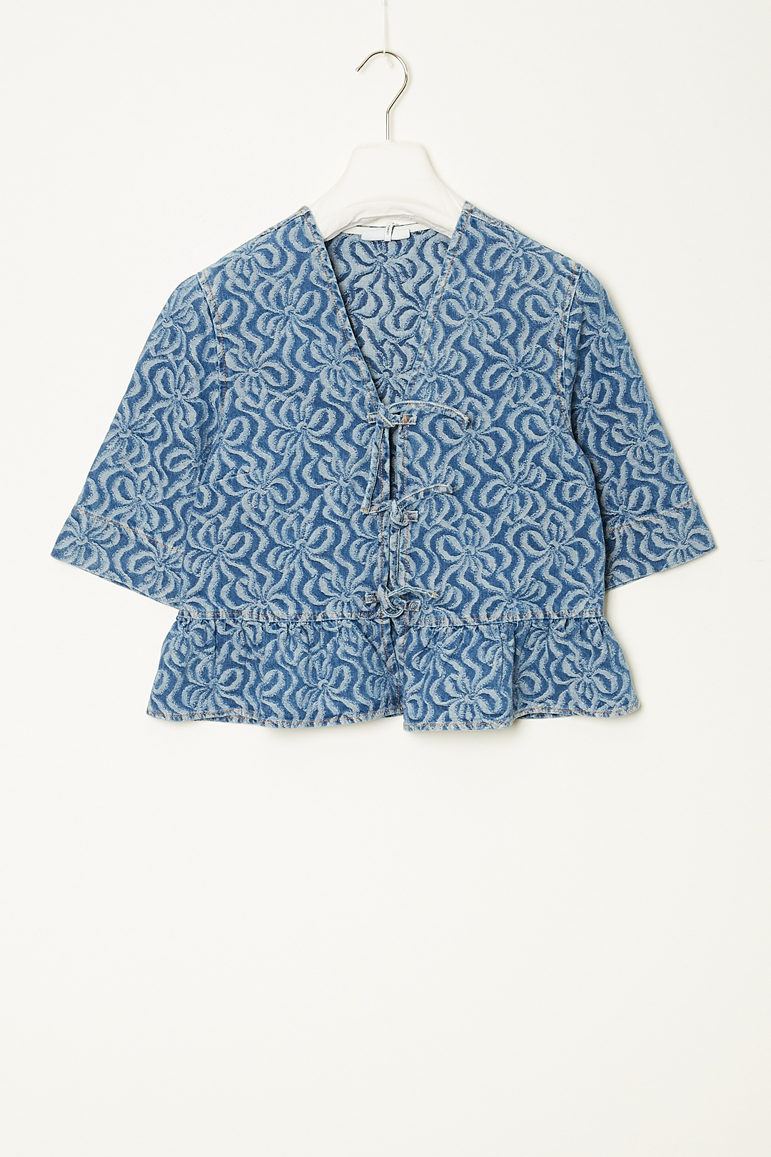  - Jacquard denim blouse