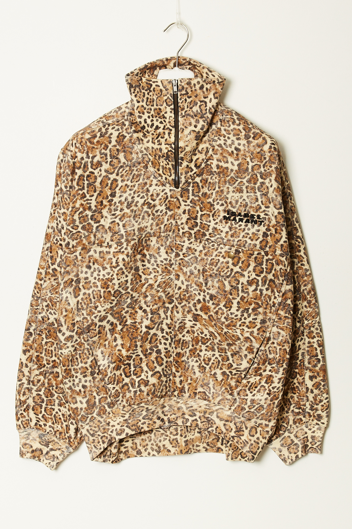 Leopard panel half zip sweatshirt 2025