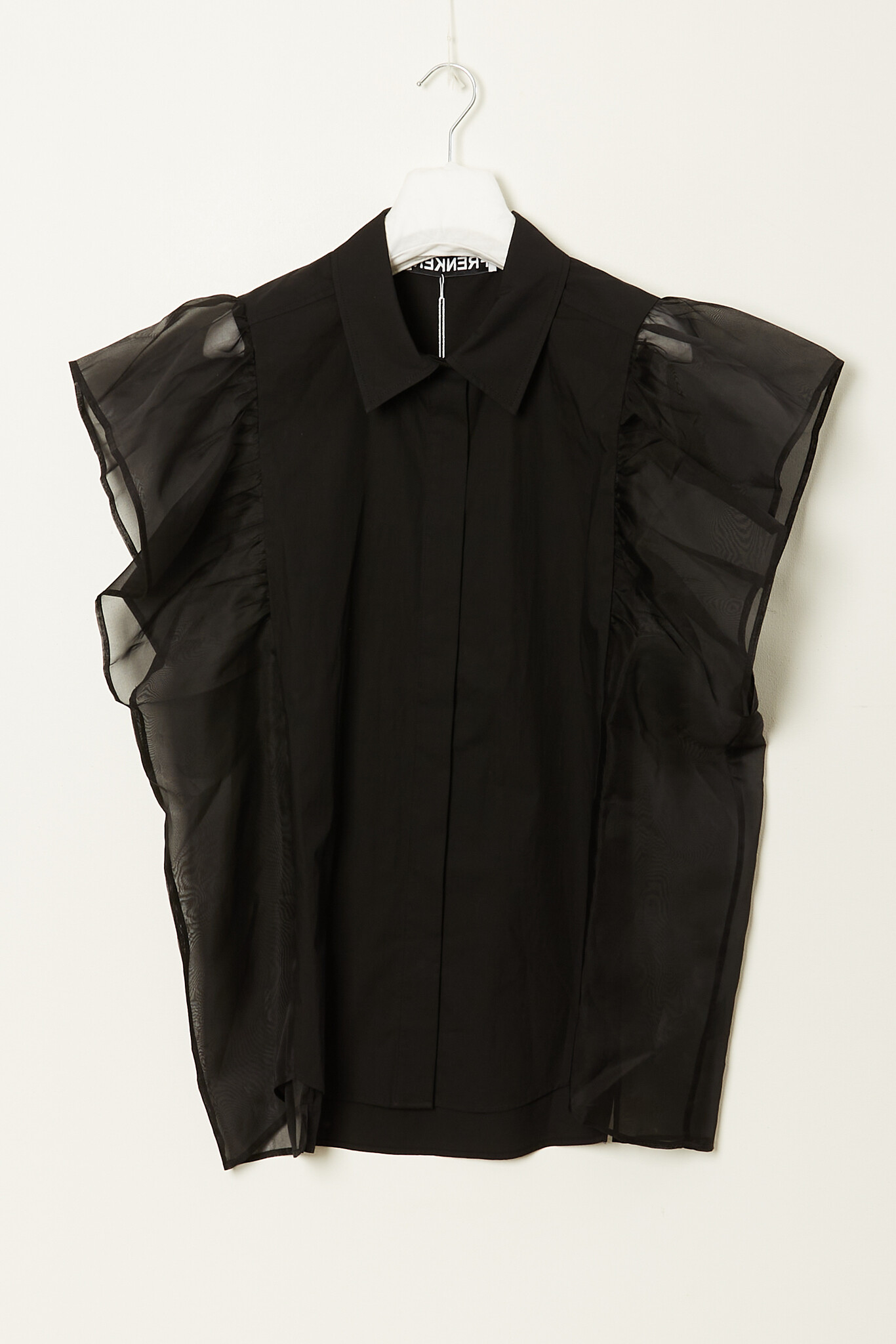 Frenken Band poplin organza shirt
