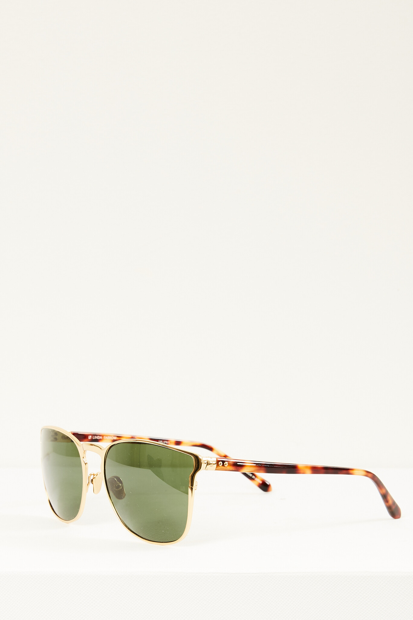  - gold / horn acetate frame green lens sunglasses