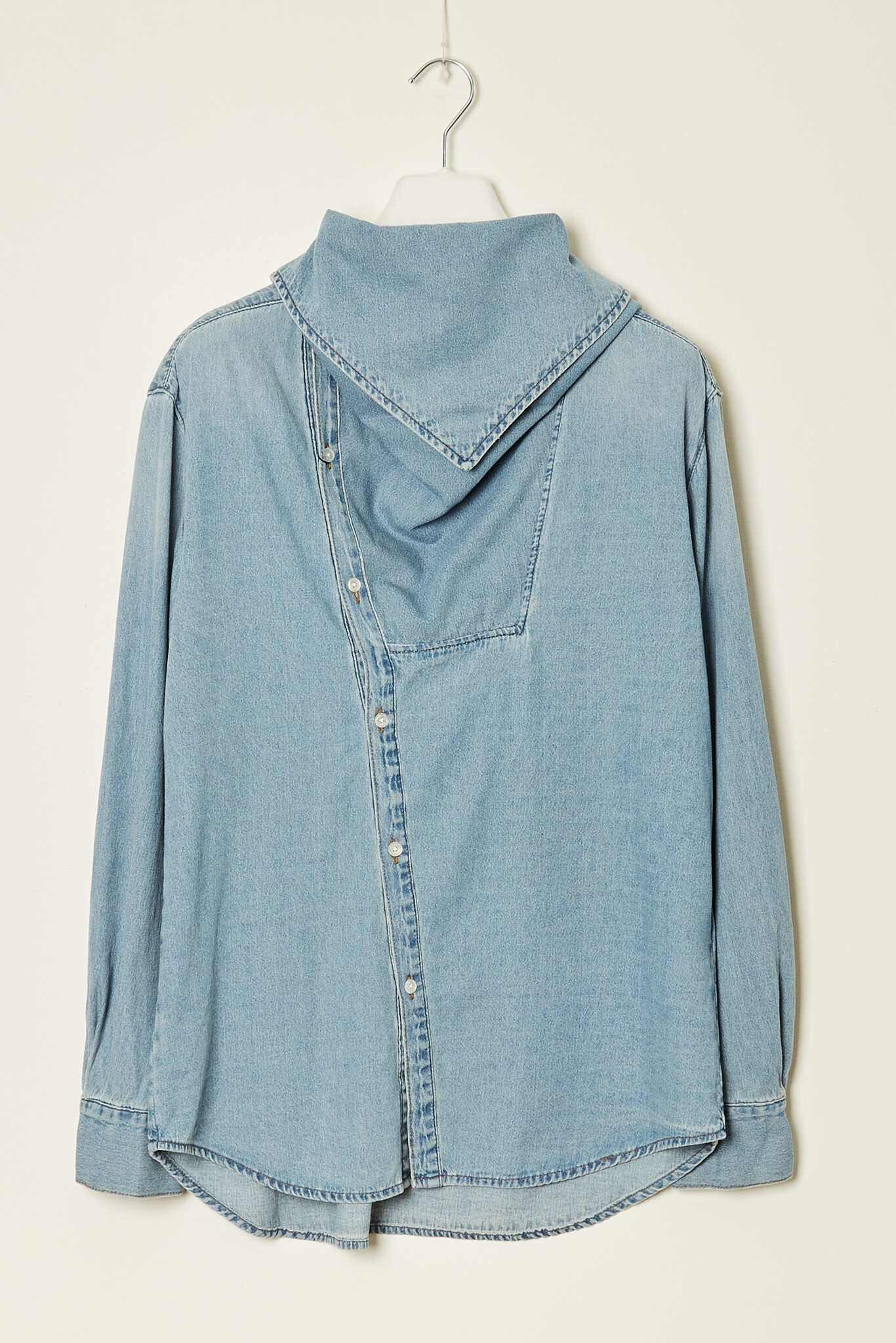 YCH - Scarf detailed denim shirt