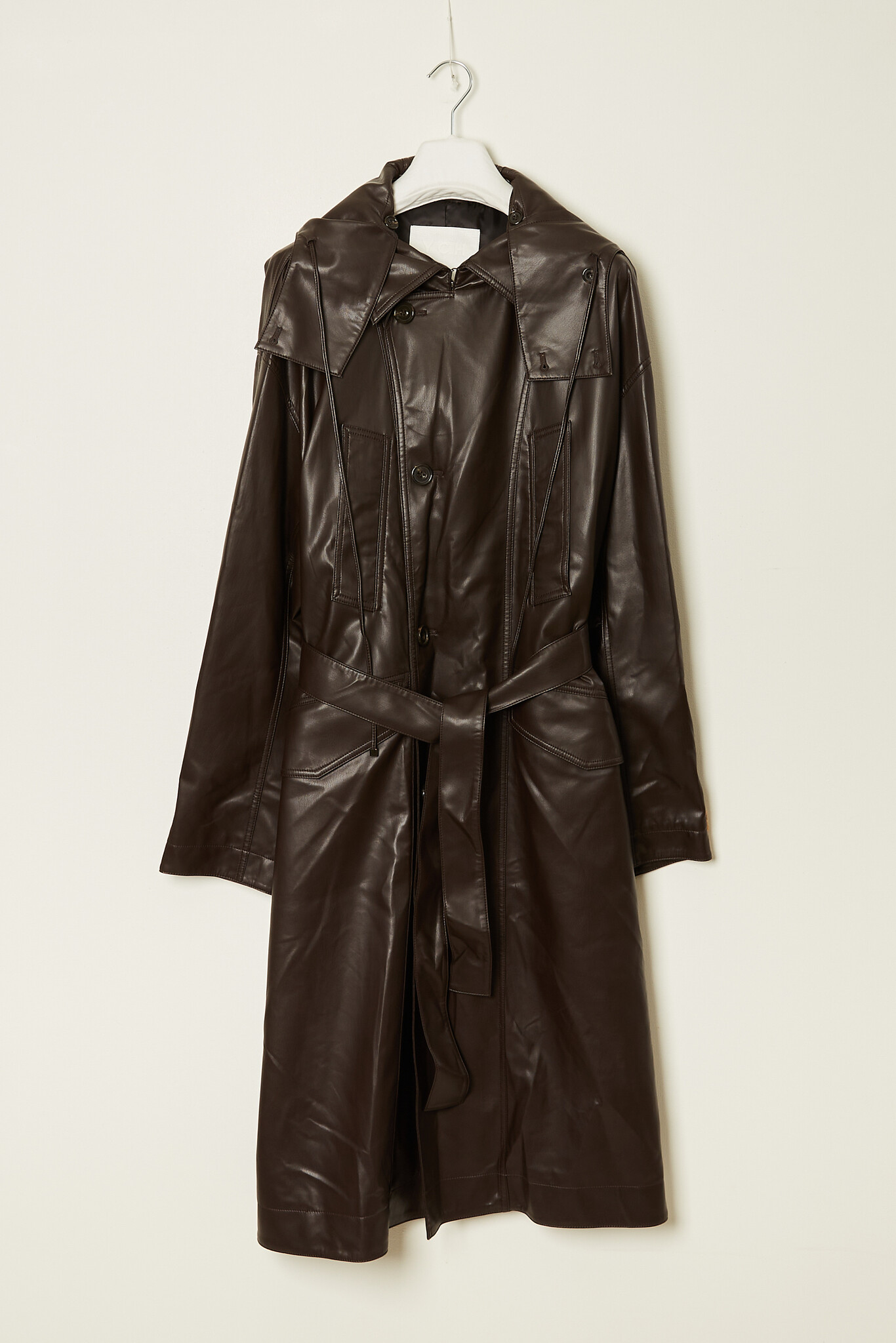 YCH Hooded faux leather coat