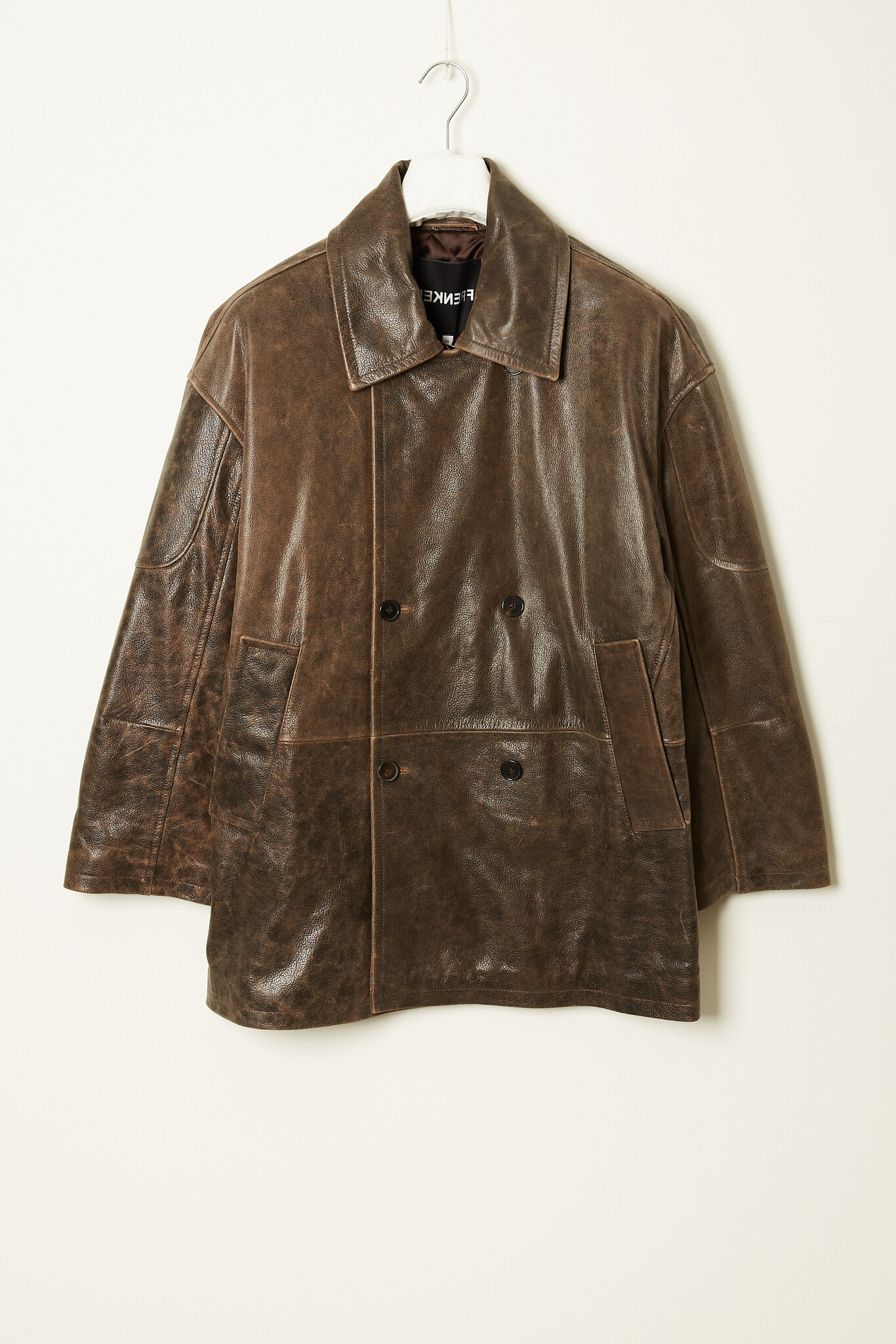Frenken Water leather men's peacoat