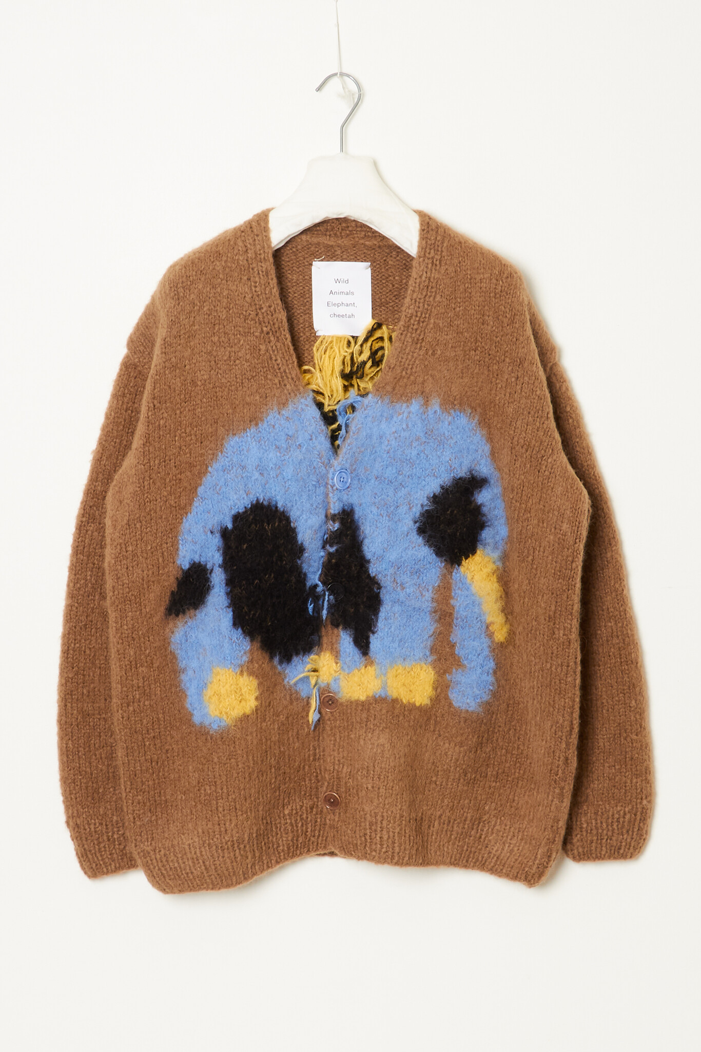 wild animals - Elephant Cheetah hand knitted cardigan