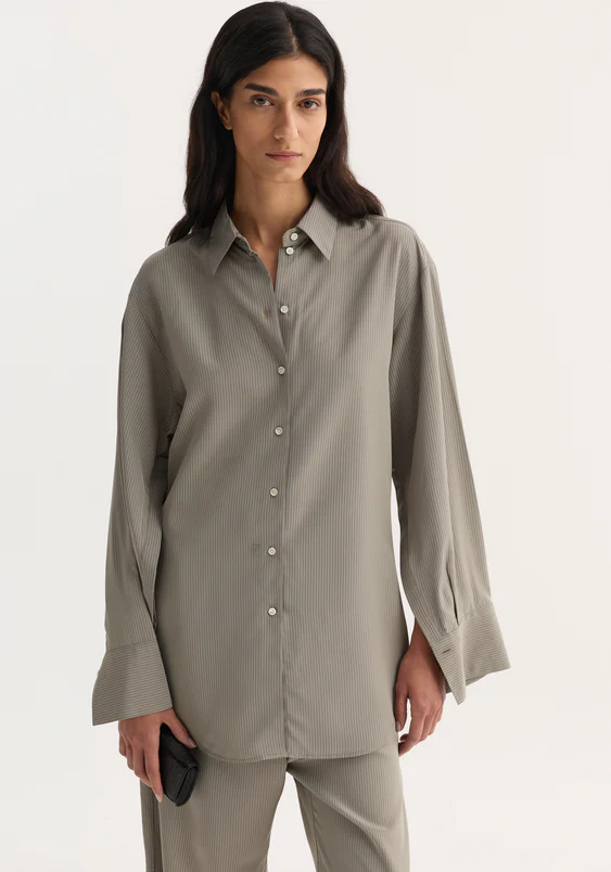Róhe - Open sleeve stripe shirt