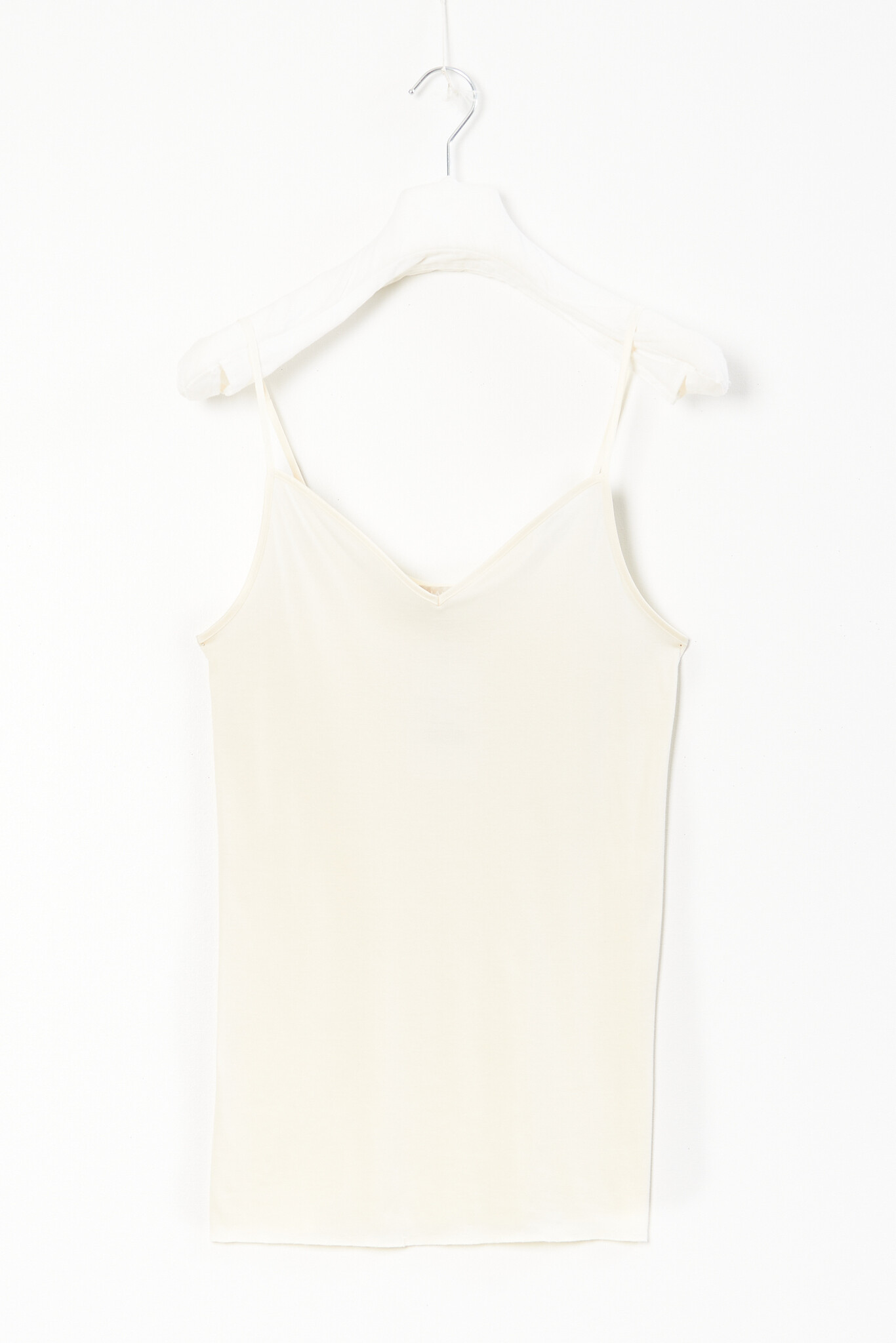  - V-neck seamless cotton spaghetti top