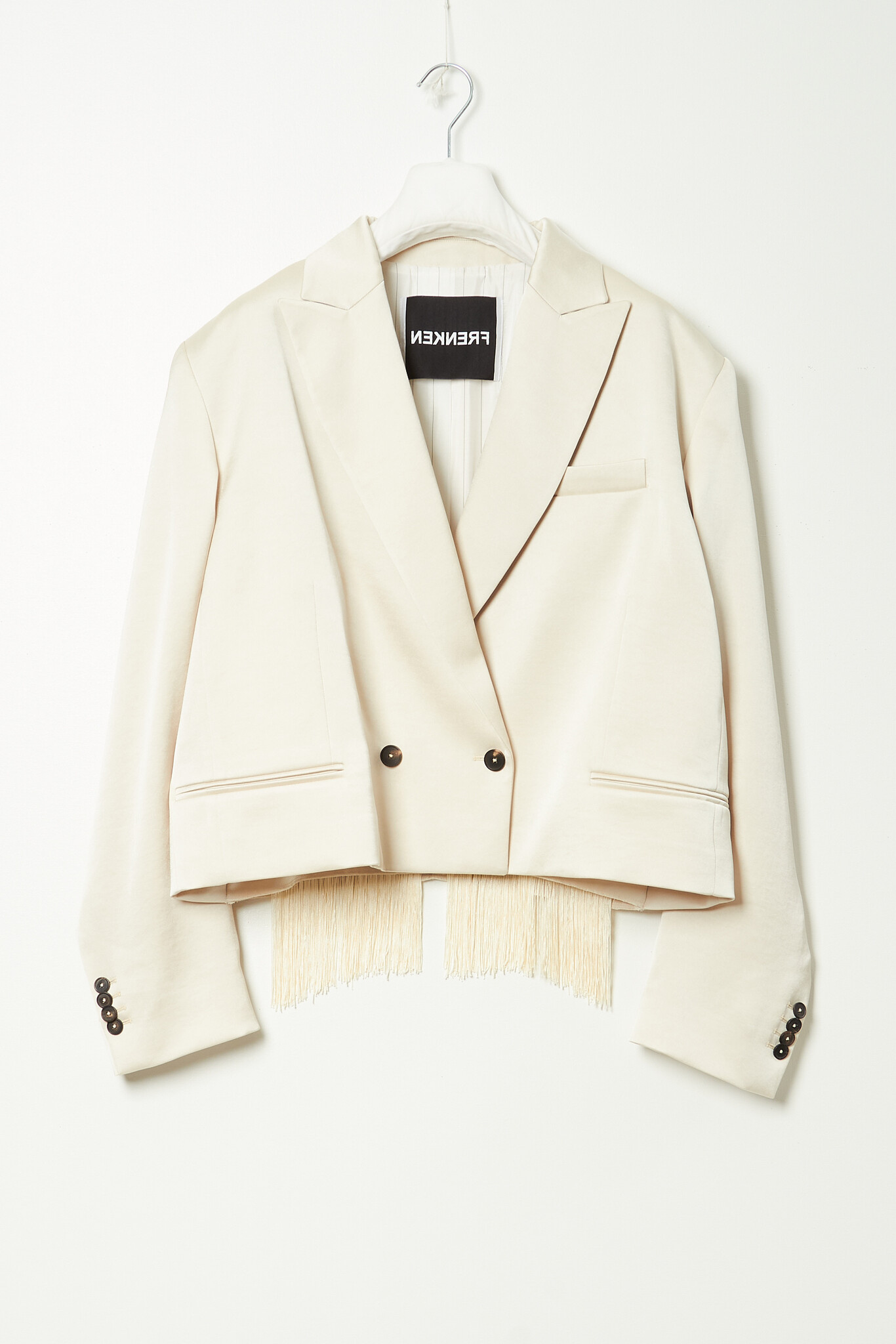 Frenken - Sharp satin fringe blazer