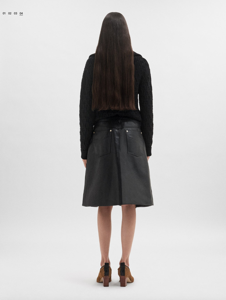 Wales Bonner - Shiny biker leather skirt