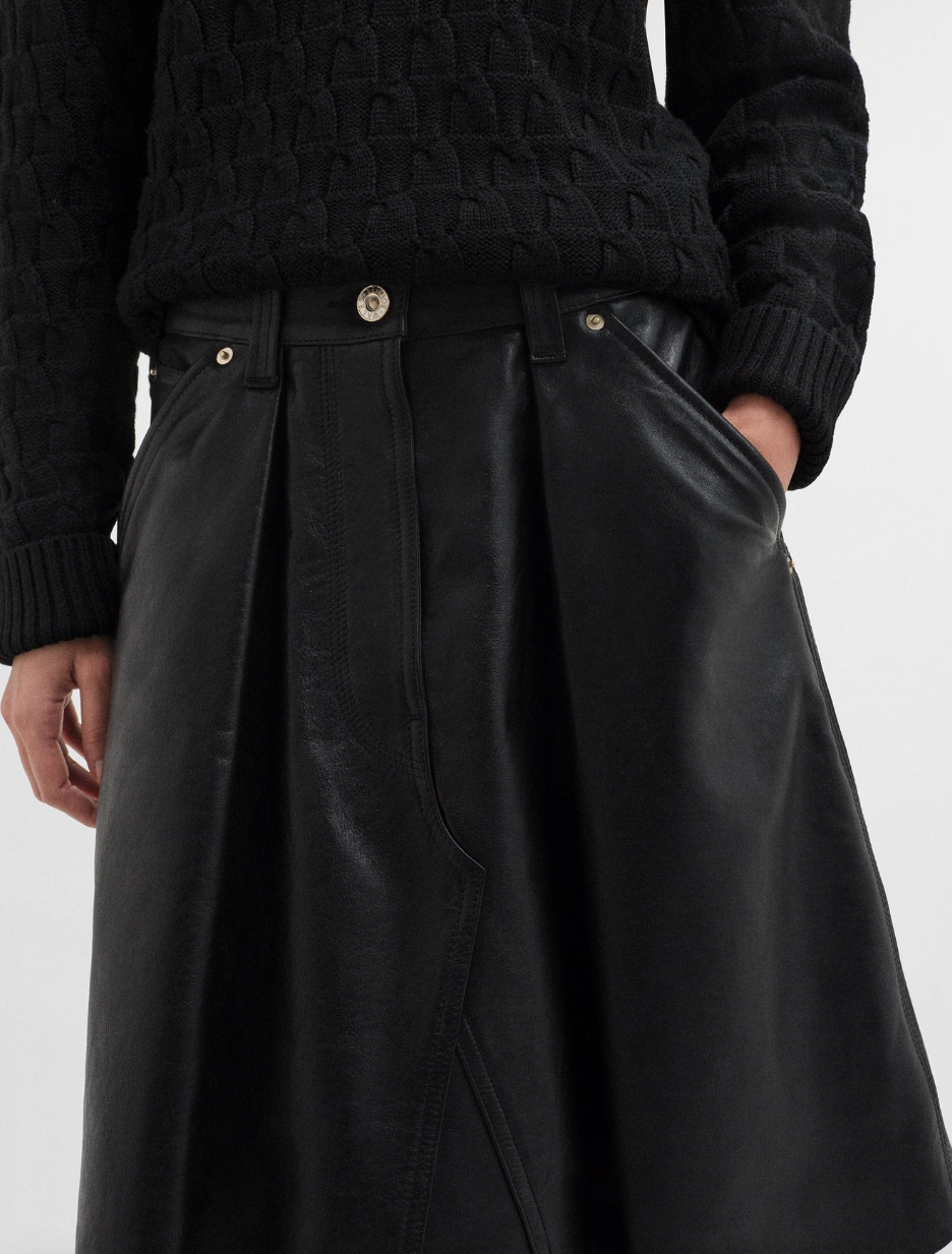 Wales Bonner - Shiny biker leather skirt