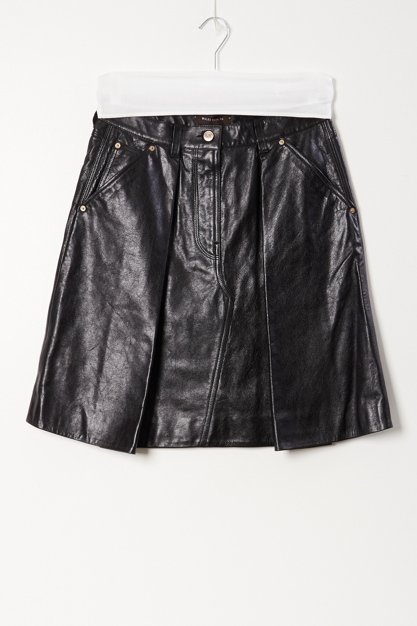 Wales Bonner Shiny biker leather skirt