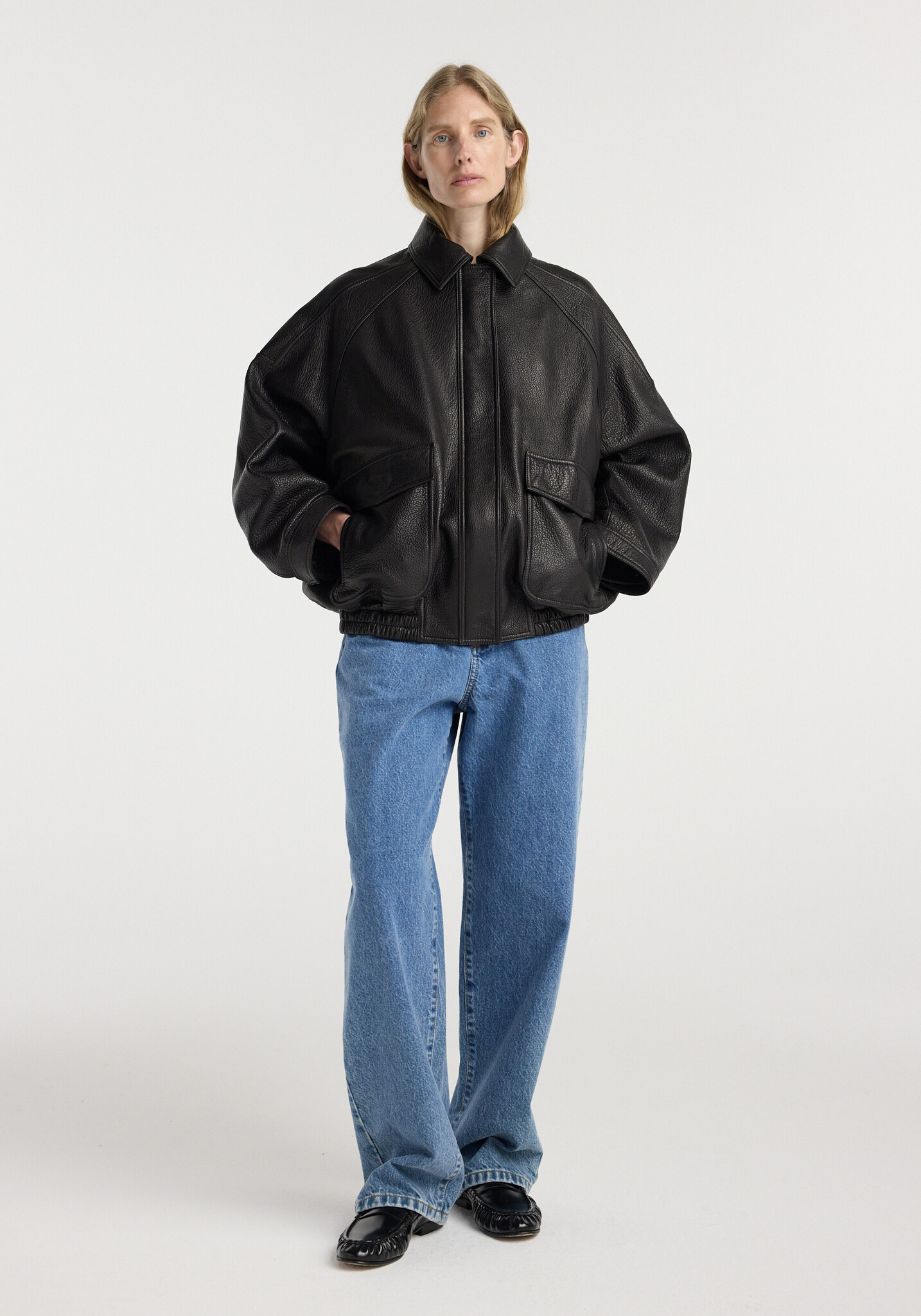 Róhe - Grain leather aviator jacket