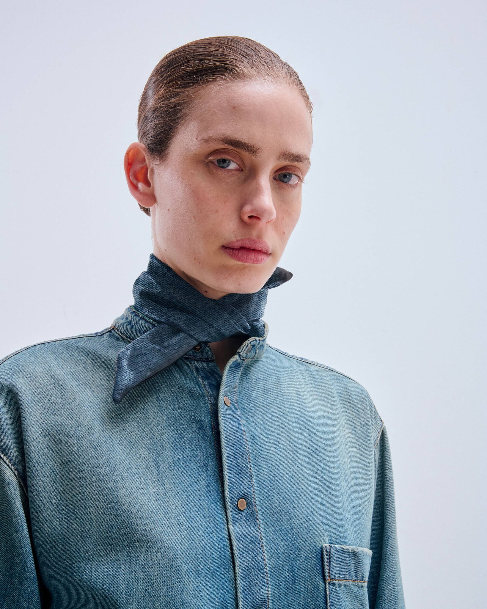 Darkpark - Tencel denim foulard shirt