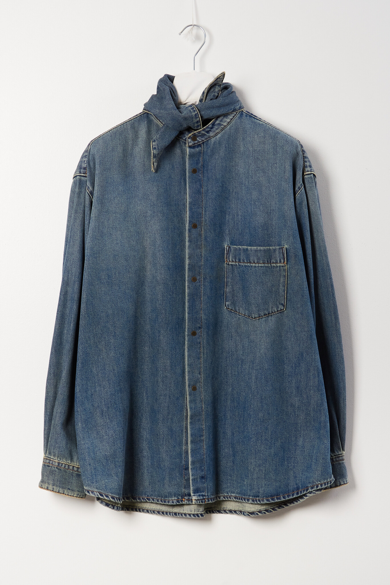 Darkpark Tencel denim foulard shirt