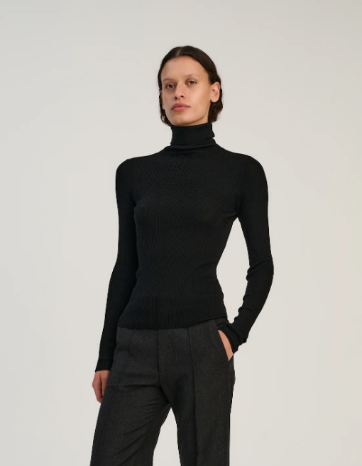 Rhea - RHEA138 Ribbed Turtleneck Merino Wool