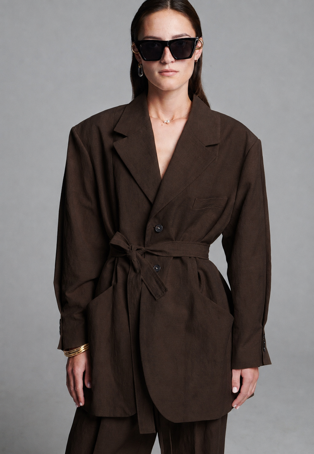 Frenken - Crush wool wrap blazer