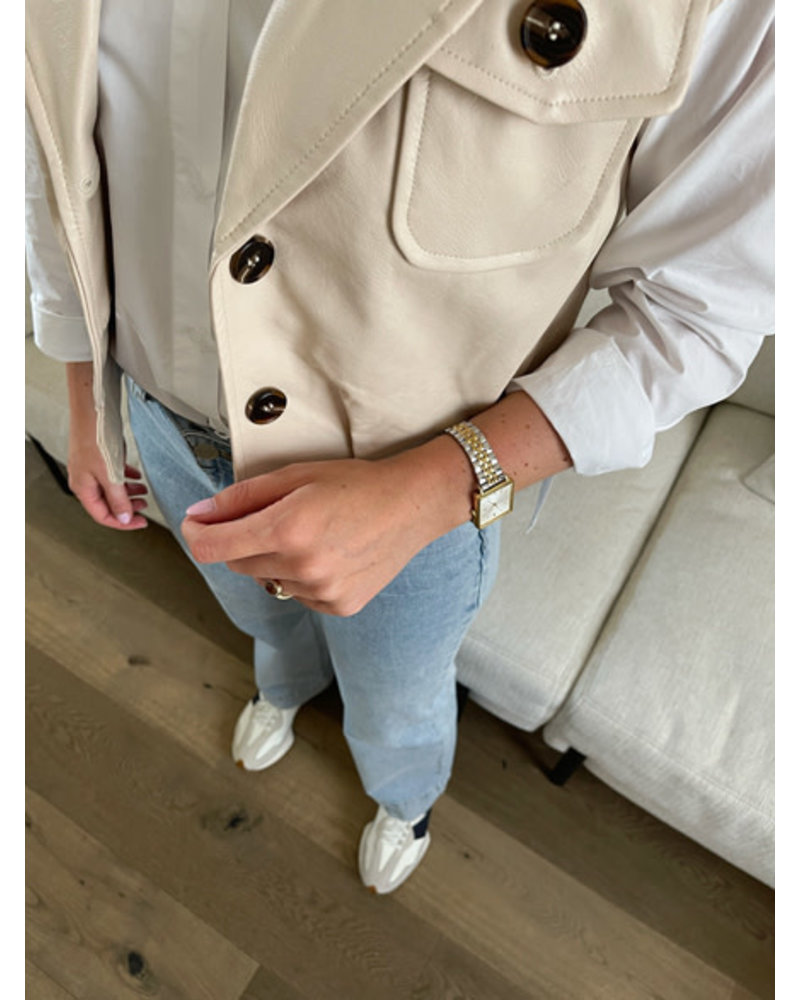 Eliz leatherlook jacket beige