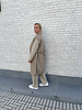 Long coat with collar & knitted sleeves