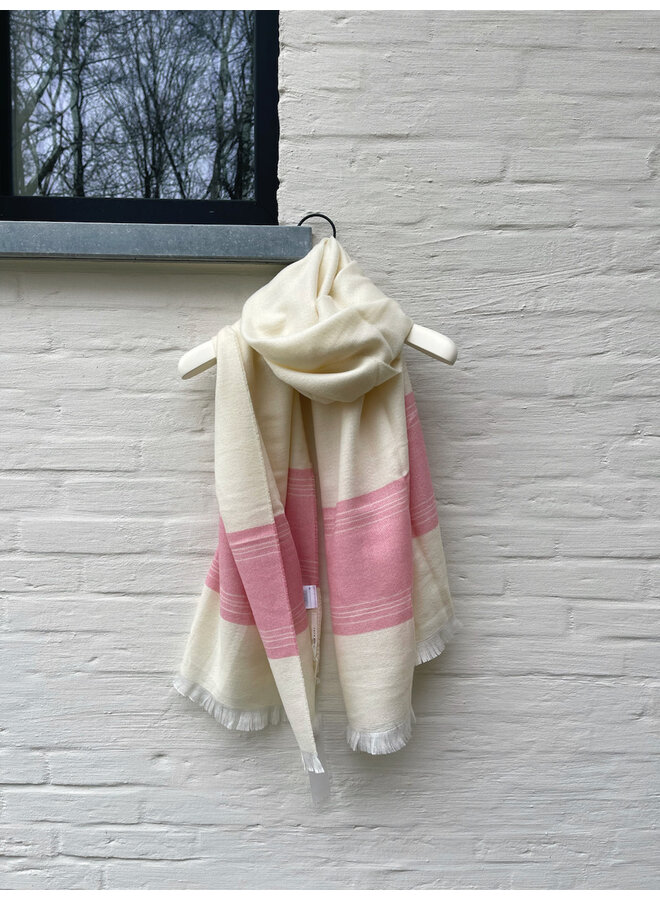 Melange border scarf white