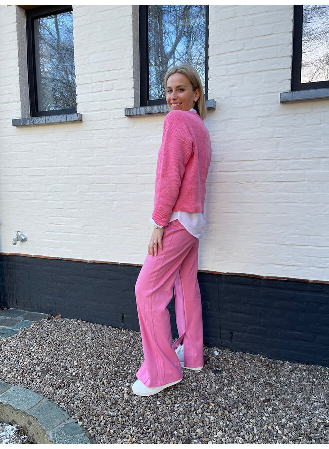 Soft trousers with slit pink