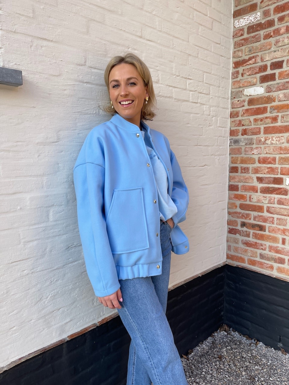 Bomber jas babyblauw Beau Monde