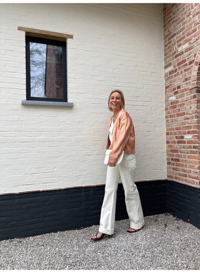 Satin cropped jacket coral