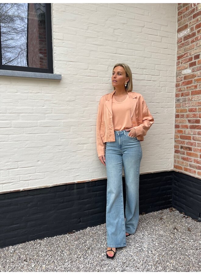 Satin cropped jacket coral