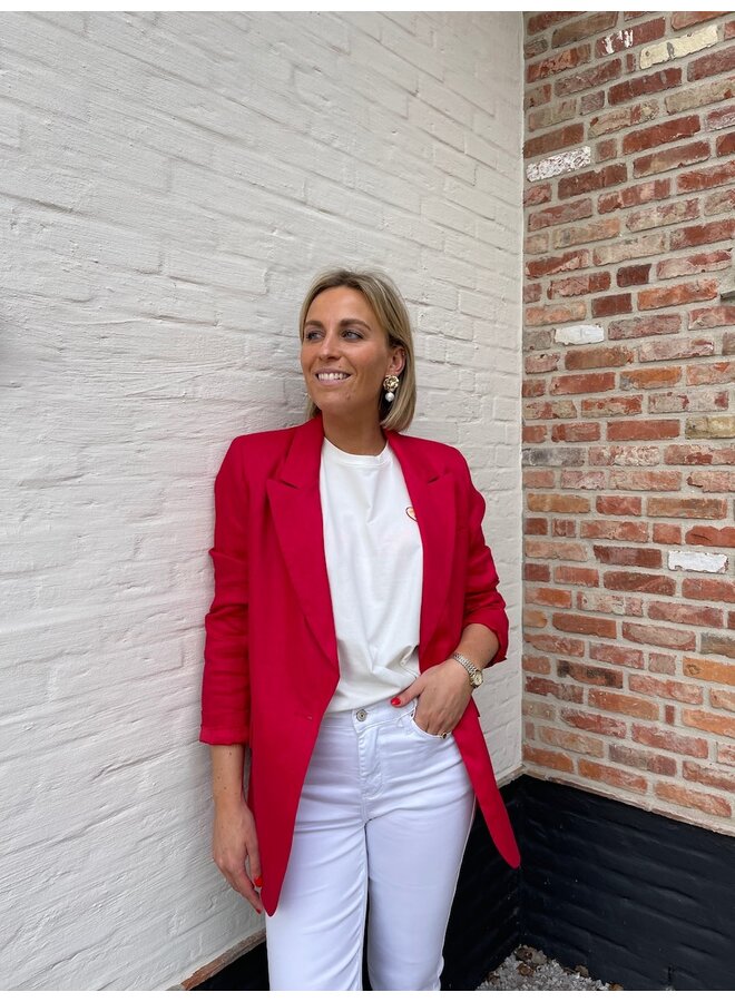 Amelia linnen blazer rood