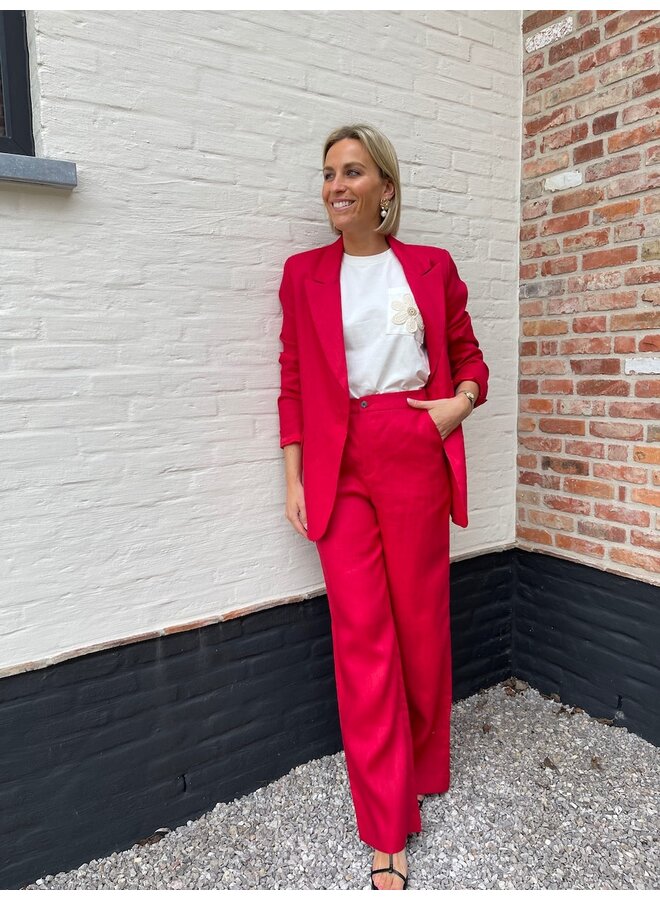 Amelia linnen blazer rood