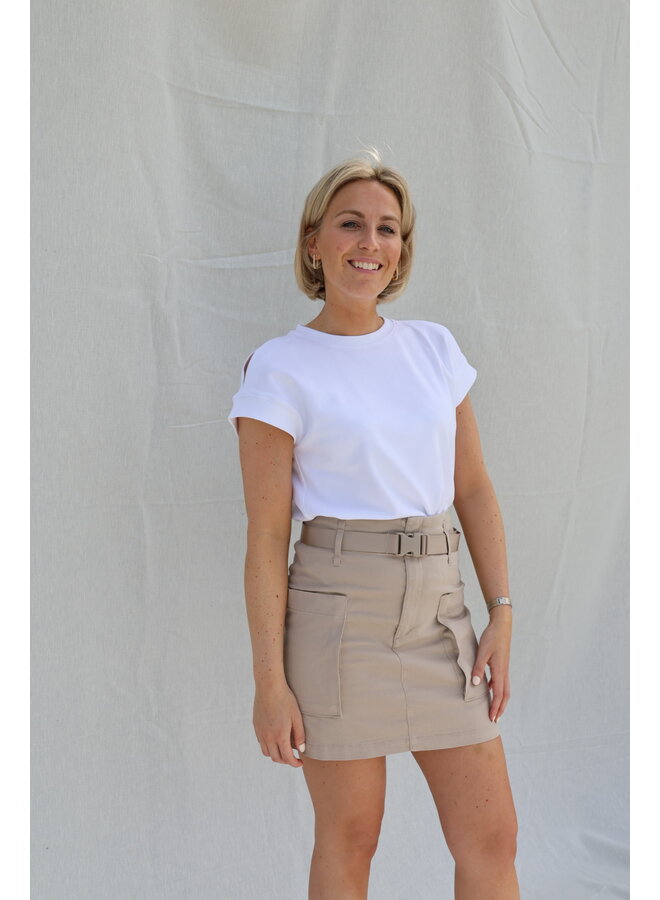 Woven cargo mini skirt light taupe