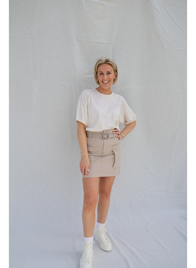 Woven cargo mini skirt light taupe